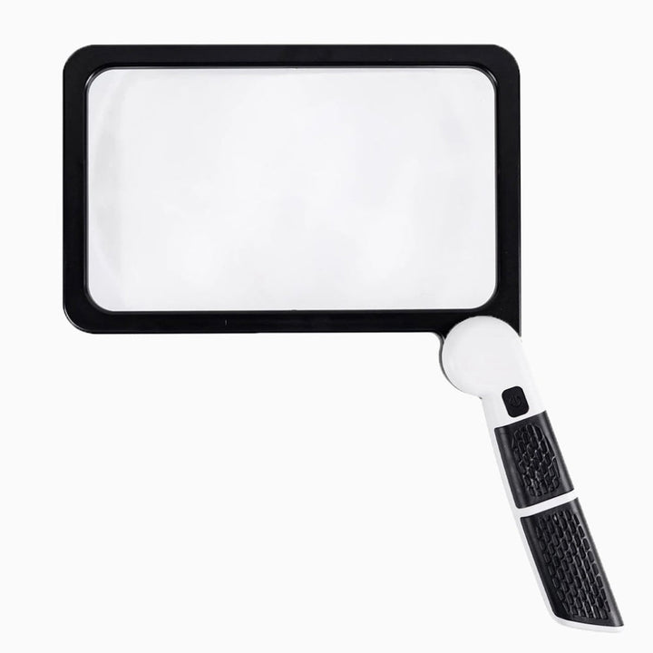 Full-page handheld magnifier, ideal for reading, crafts, hobbies & detailed inspection tasks. Portable tool.