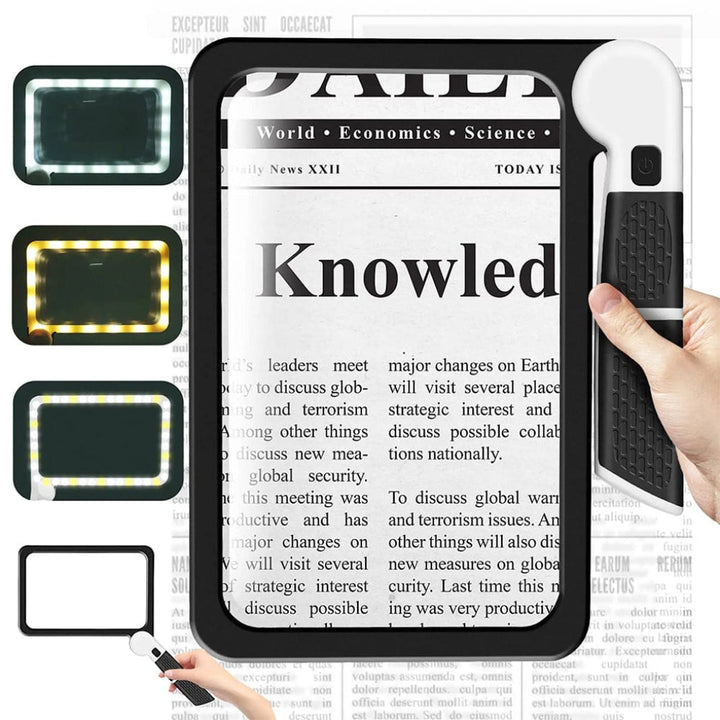 Clear full-page handheld magnifying glass. Essential reading aid for seniors, low vision, or detailed work.
