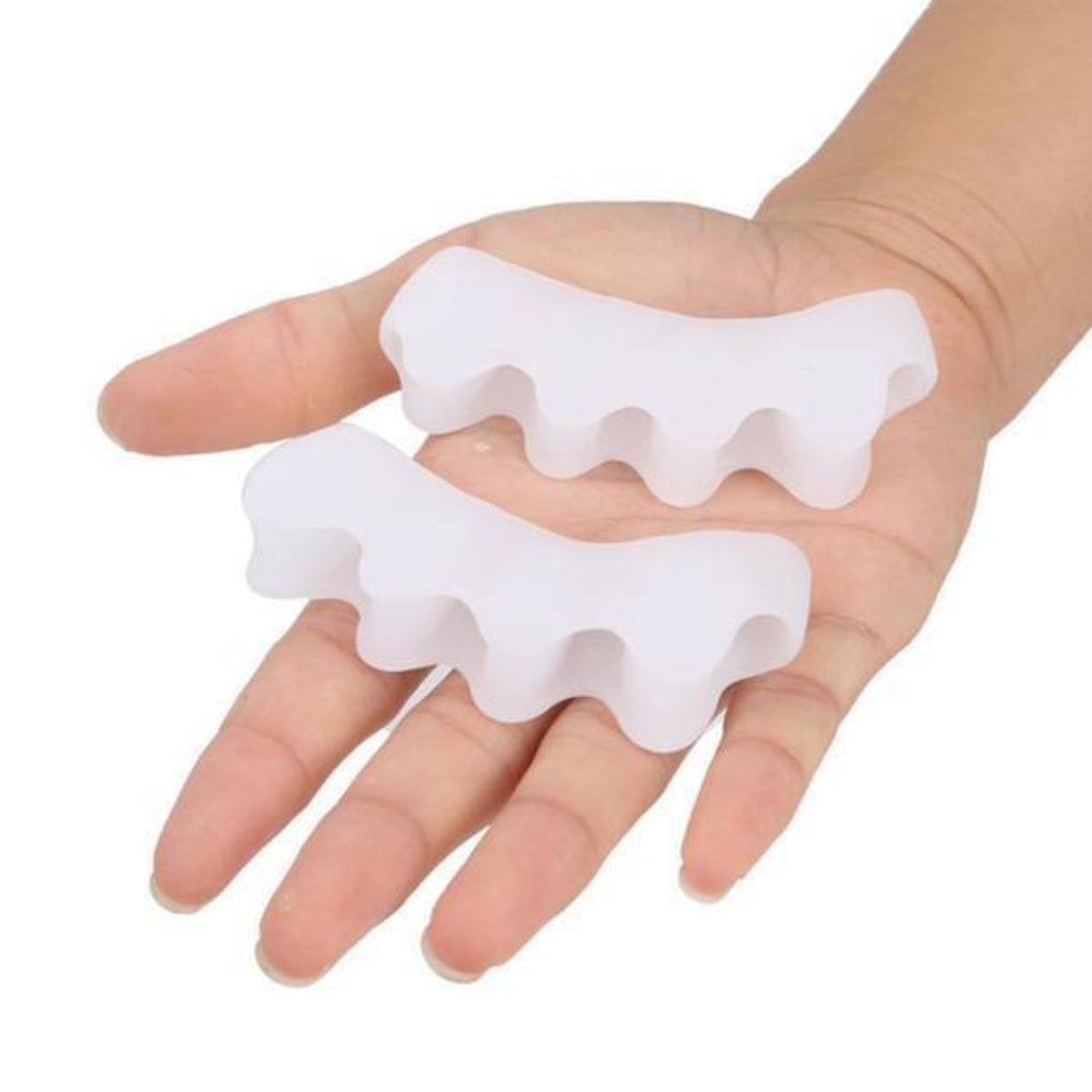Unisex gel silicone toe corrector & separator provides bunion relief & orthopedic foot pain support.