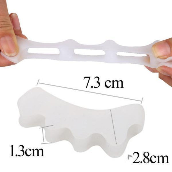 Orthopedic toe corrector & separator, made of soft gel silicone, for bunion relief & foot care.