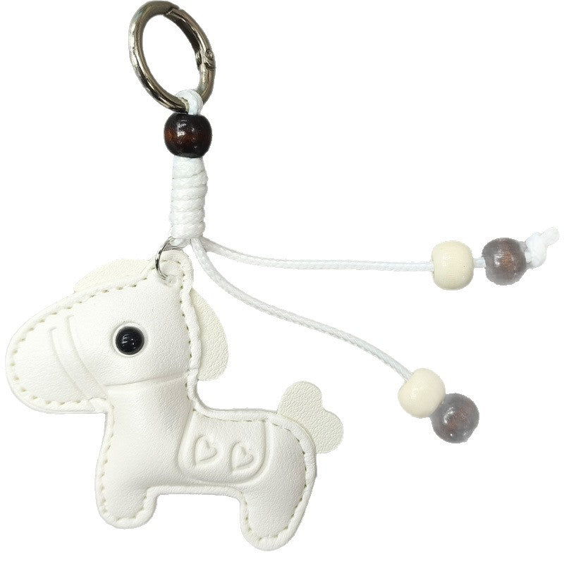 Stylish unisex horse leather keychain, a charming animal bag charm accessory made from real leather.