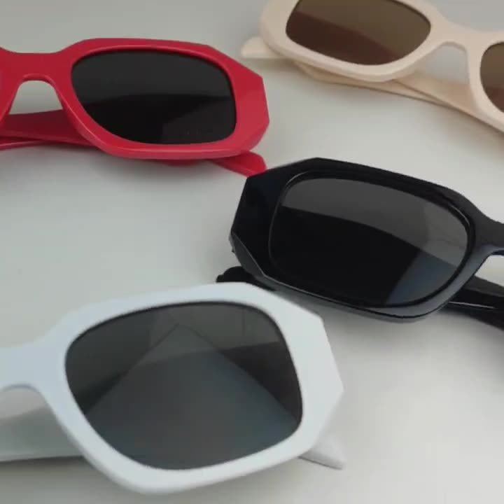 Unisex geometric octagon sunglasses, offering UV protection; stylish and modern fashion eyewear.
