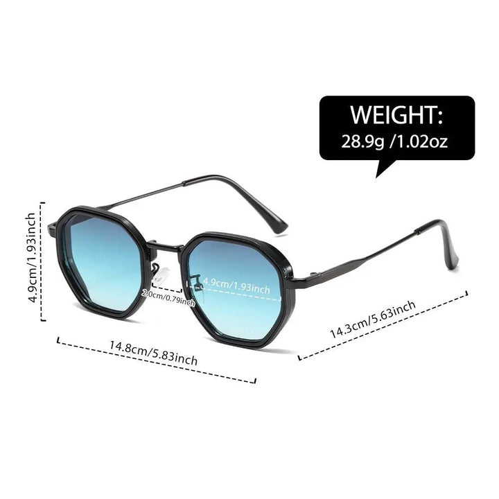 Fashionable unisex geometric sunglasses, tortoiseshell pattern with gradient lenses, offering stylish sun protection.