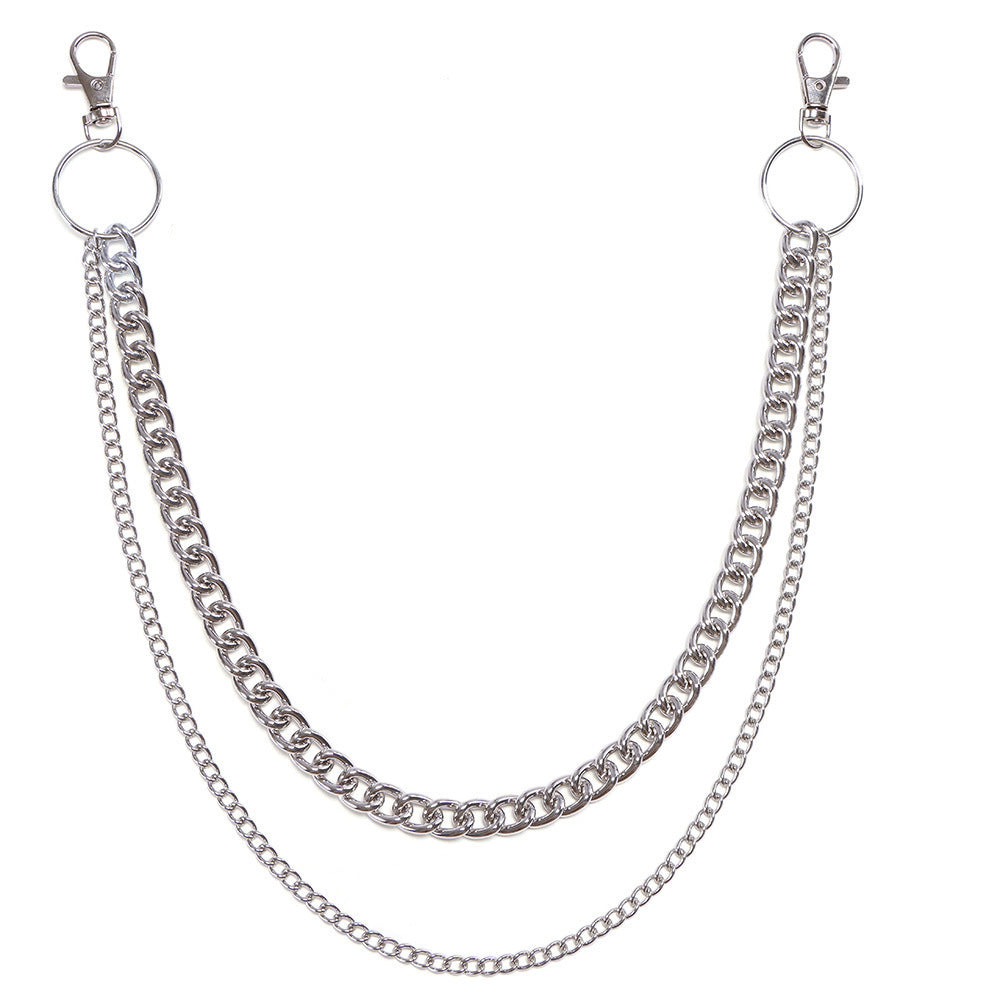 Gold multi-layer chain, a unisex urban accessory statement piece. Versatile for streetwear & edgy fashion.