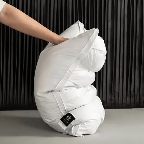 Luxurious hypoallergenic goose down pillow, providing soft, breathable comfort for superior head & neck support.