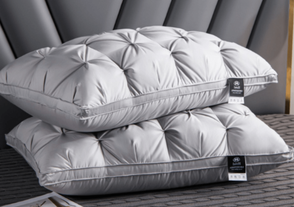 Premium goose down pillow for ultimate bedding comfort. Hypoallergenic, soft, and breathable for neck & head support.