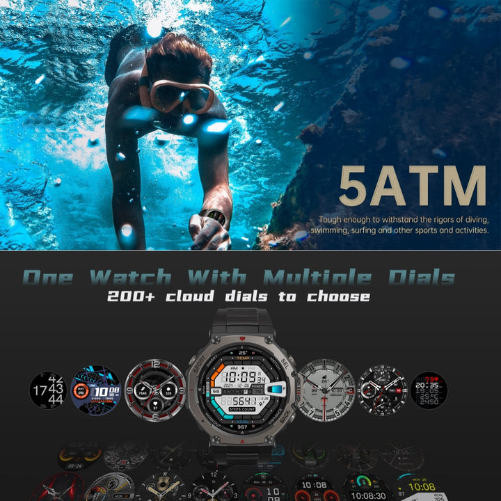 Waterproof unisex GPS sport watch with AMOLED screen, perfect for swimming & all-weather adventures.