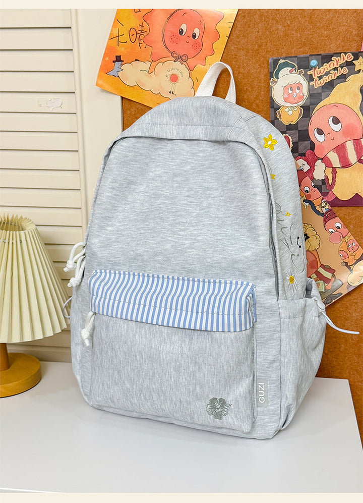 Unisex gray casual cotton-blend backpack for everyday use, school, or travel. Stylish & comfortable design.