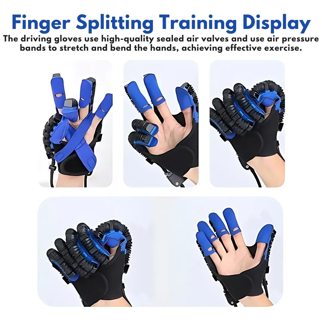 Breathable rehabilitation glove providing daily support for hand recovery & exercises.