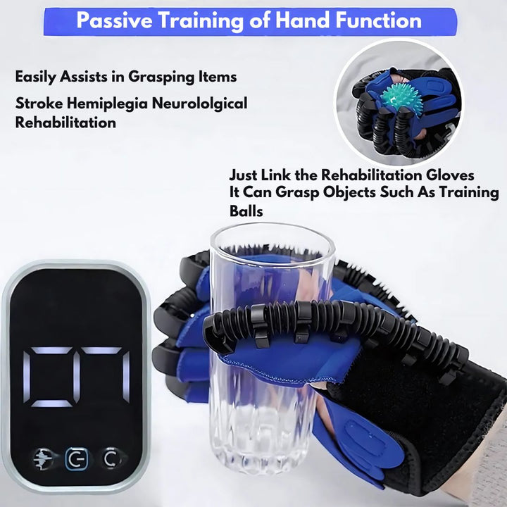 Ergonomic motor skill aid glove for home rehabilitation, improving hand function.