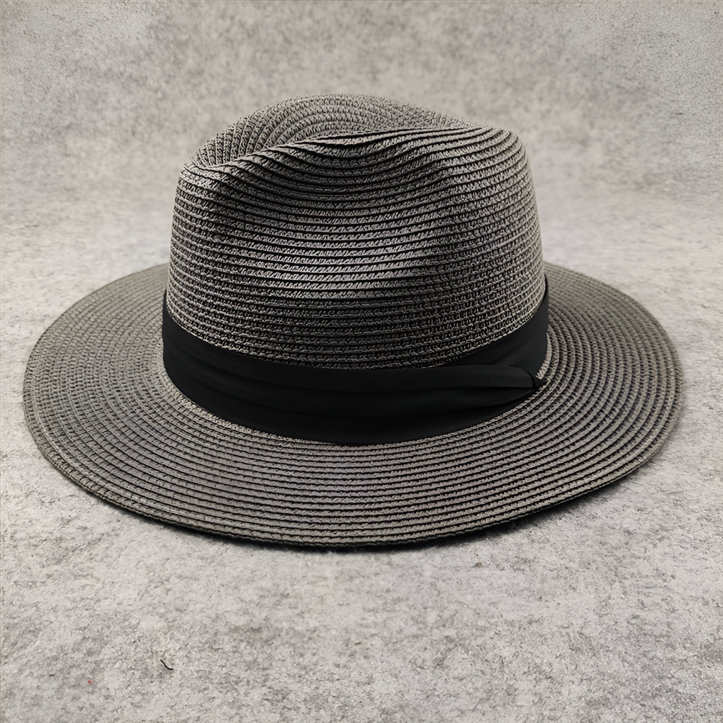 Elegant unisex wide-brim Panama hat, natural straw, handcrafted, perfect for stylish beach, summer, and travel sun protection.
