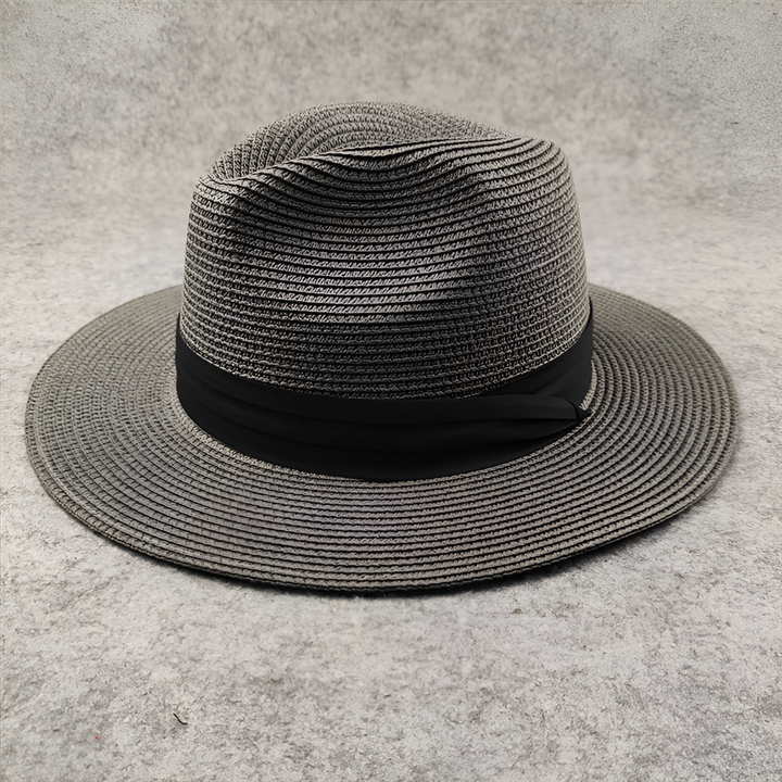 Elegant unisex wide-brim Panama hat, natural straw, handcrafted, perfect for stylish beach, summer, and travel sun protection.