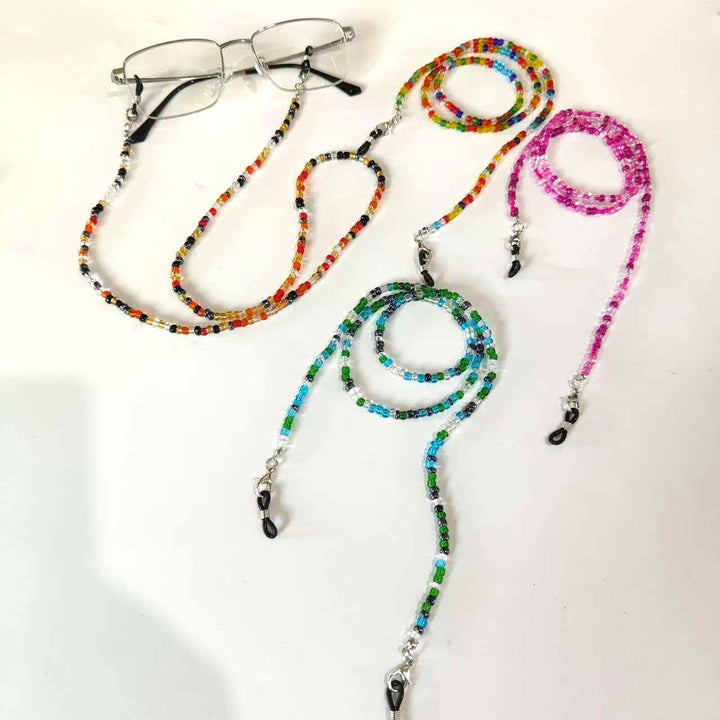Unisex handmade beaded glasses chain, colorful fashion eyewear holder lanyard, perfect accessory gift.