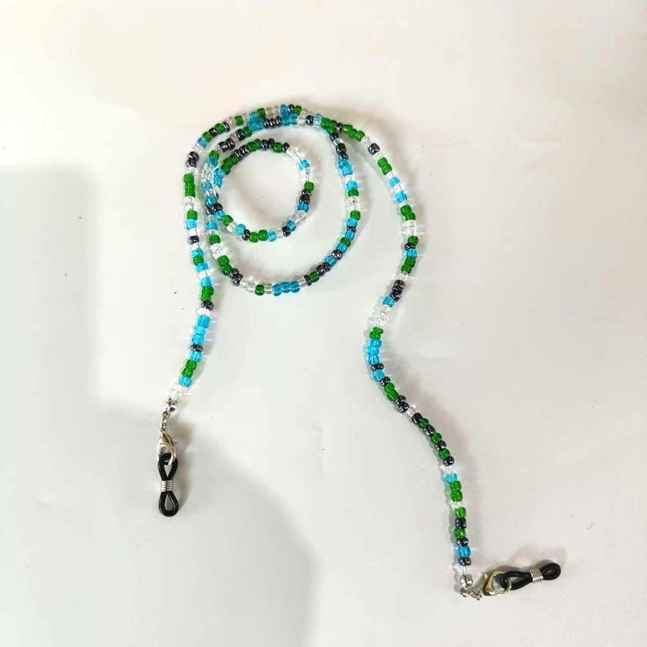 Colorful beaded glasses chain lanyard, secure eyewear holder, handmade fashion accessory for men & women.