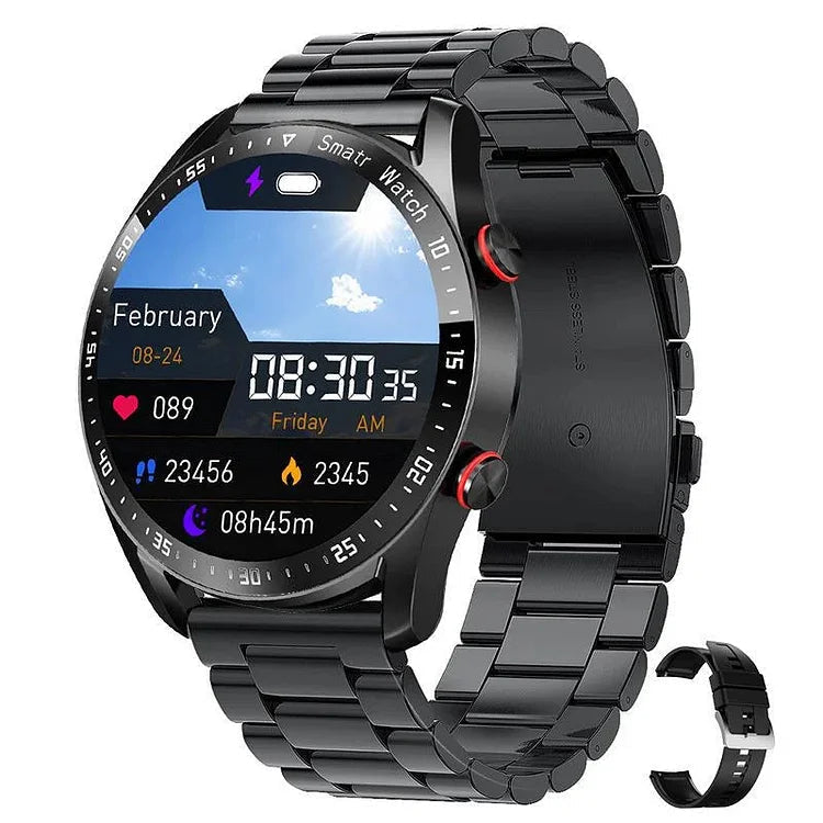 Unisex health monitoring smart watch with accurate glucose tracker, heart rate, blood pressure & fitness.