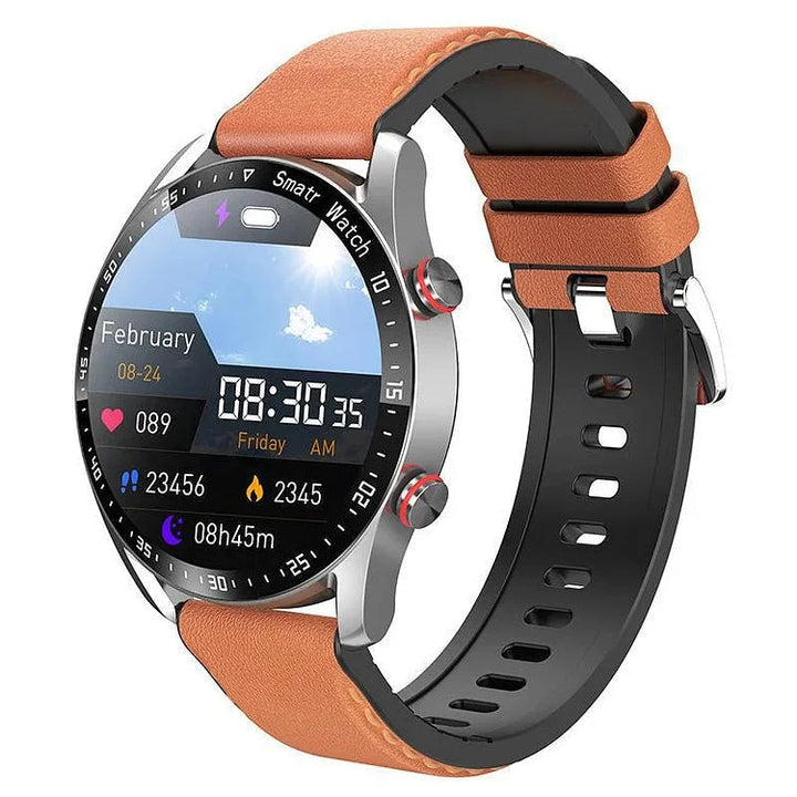 Unisex fitness smart watch for comprehensive health: blood sugar, heart rate, BP, oxygen. IP67 waterproof tracker.