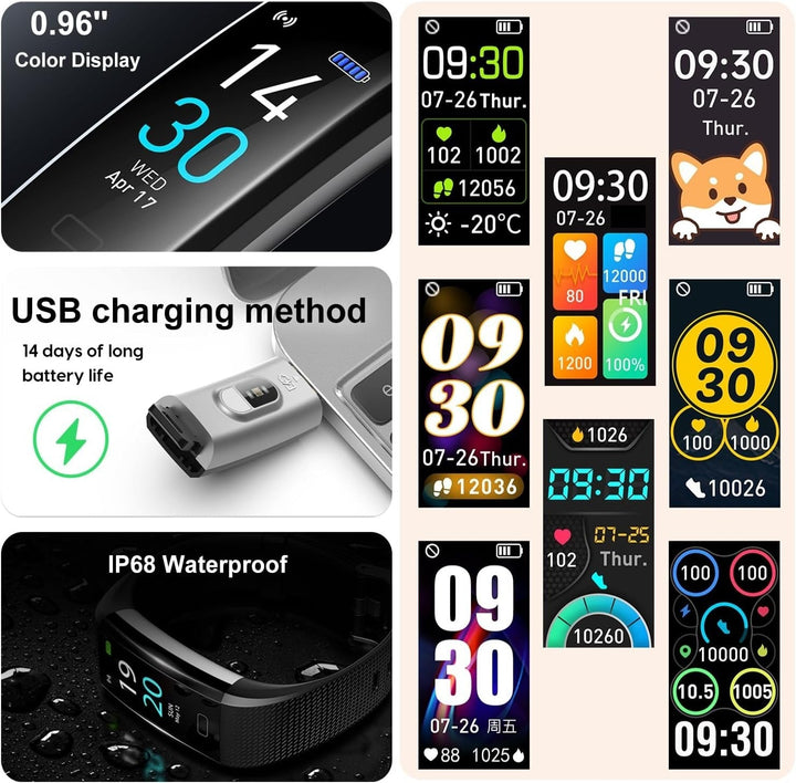 Unisex activity tracker smartwatch, pink. Monitors heart rate, steps, and overall fitness with ease.