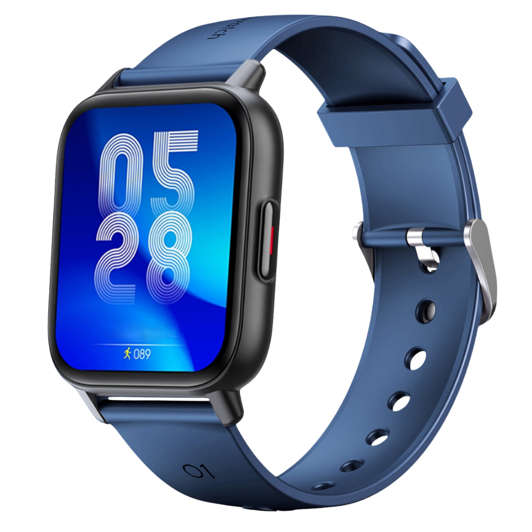 Fitness tracker smartwatch, monitors heart rate, sleep, & daily activity. Unisex, comfortable silicone strap.