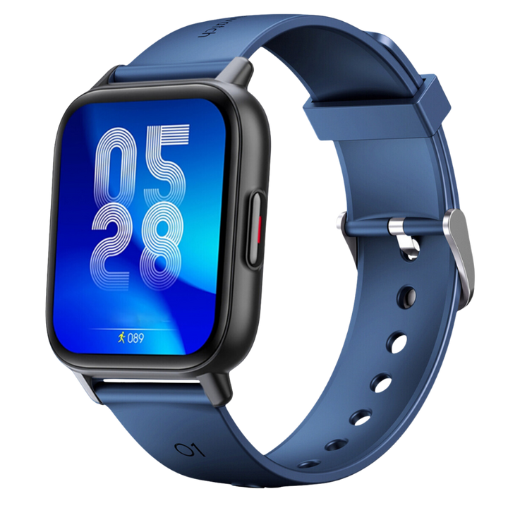 Fitness tracker smartwatch, monitors heart rate, sleep, & daily activity. Unisex, comfortable silicone strap.