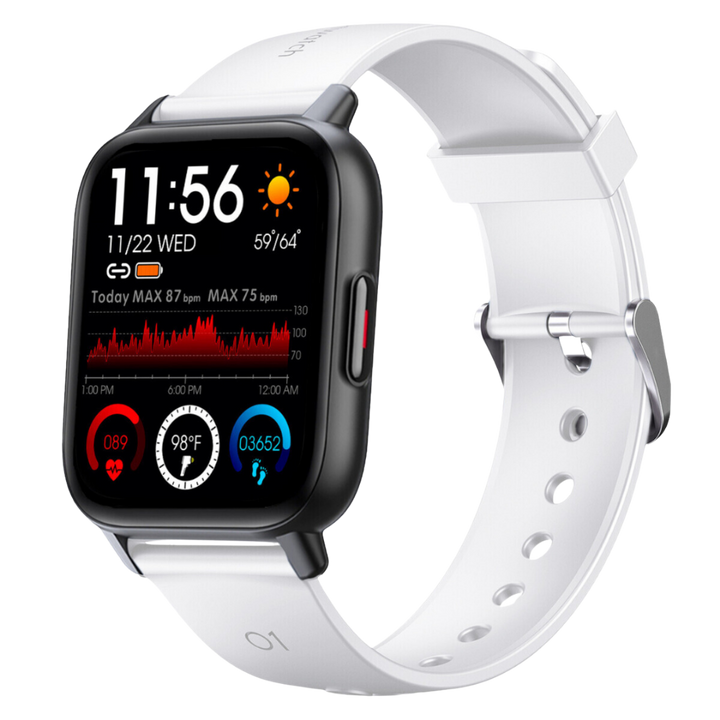 Stay active with this unisex health smartwatch, tracking heart rate, sleep, & fitness goals. Silicone strap.