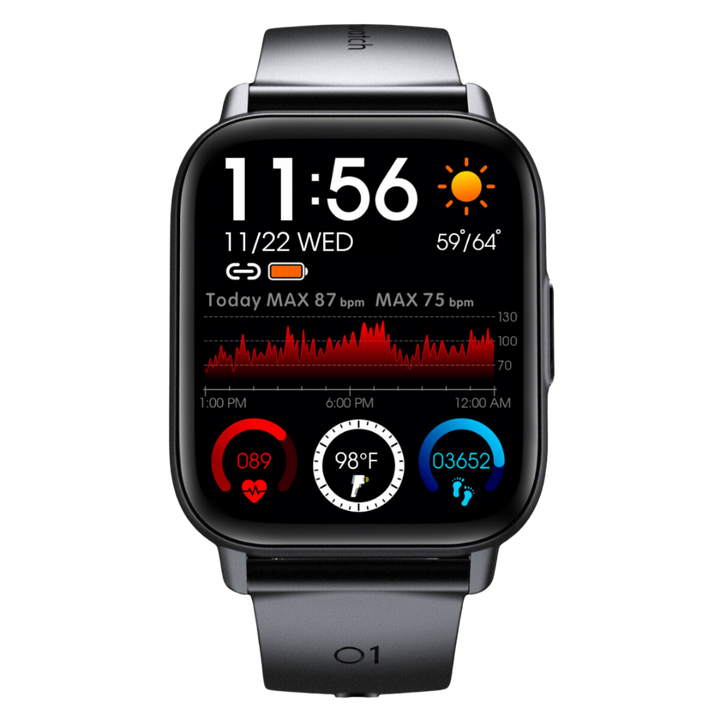 Bluetooth enabled unisex smartwatch for comprehensive health & fitness monitoring, sleek touchscreen & silicone band.