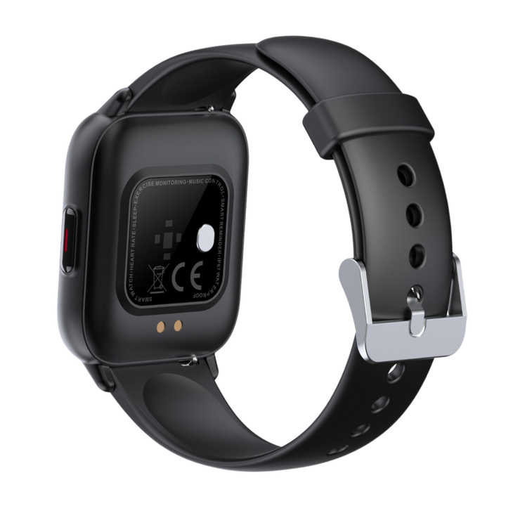 Unisex health smartwatch for complete wellness tracking: heart rate, sleep, steps. Features a touchscreen & silicone strap.
