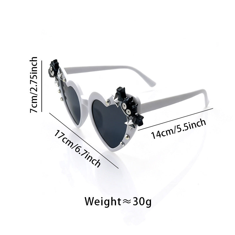 Pink heart glasses for festivals & parties. Fun unisex eyewear with UV protection. Stand out fashion accessory.