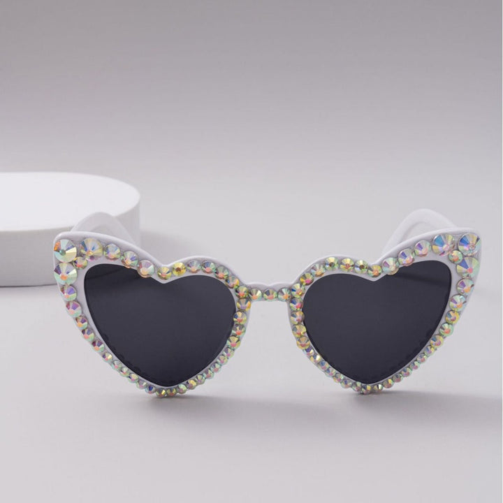Glamorous heart rhinestone sunglasses, perfect for summer fashion & statement looks.