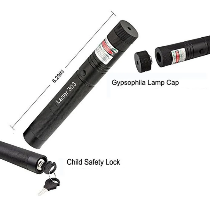 Unisex high-intensity laser pointer, portable for presentations & outdoor use. Red & green laser options.