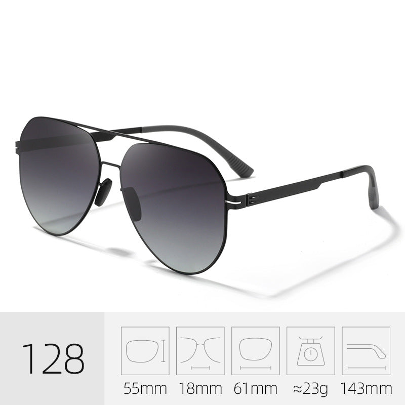 Close-up of modern unisex aviator sunglasses. Fashionable UV400 eyewear for all-day comfort & protection.