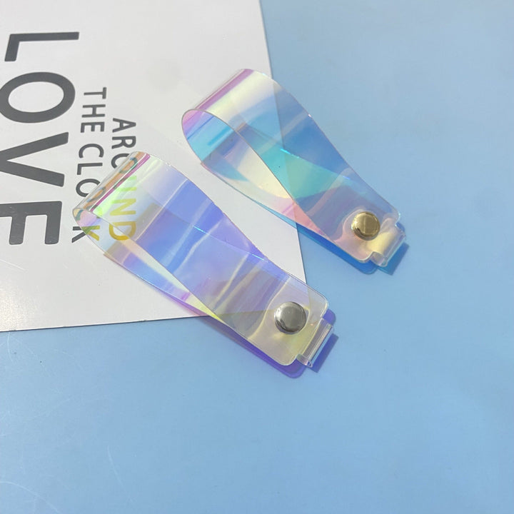 Versatile holographic shimmer keychain; stylish unisex accessory for keys or a bag charm.