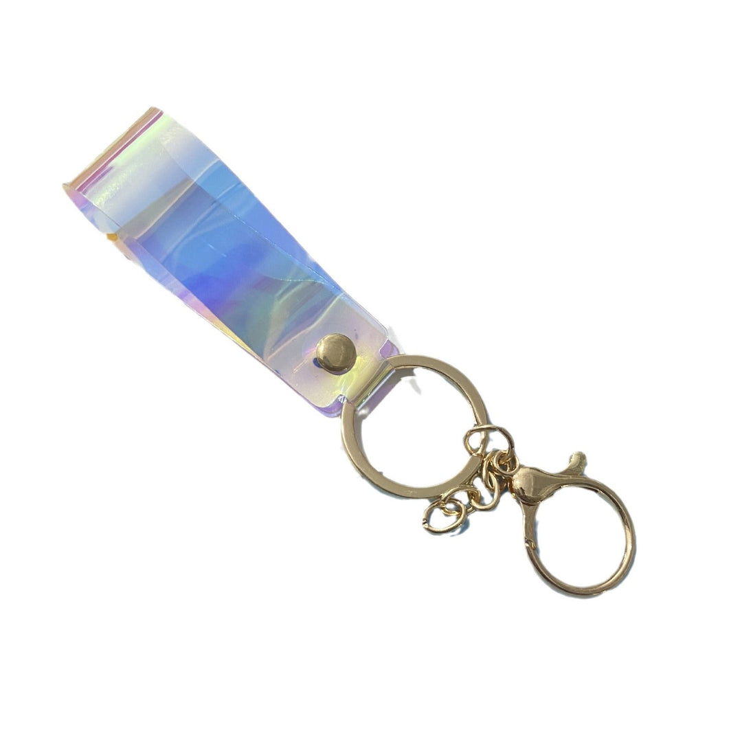Eye-catching holographic shimmer keychain, a great unisex bag charm accessory or gift.