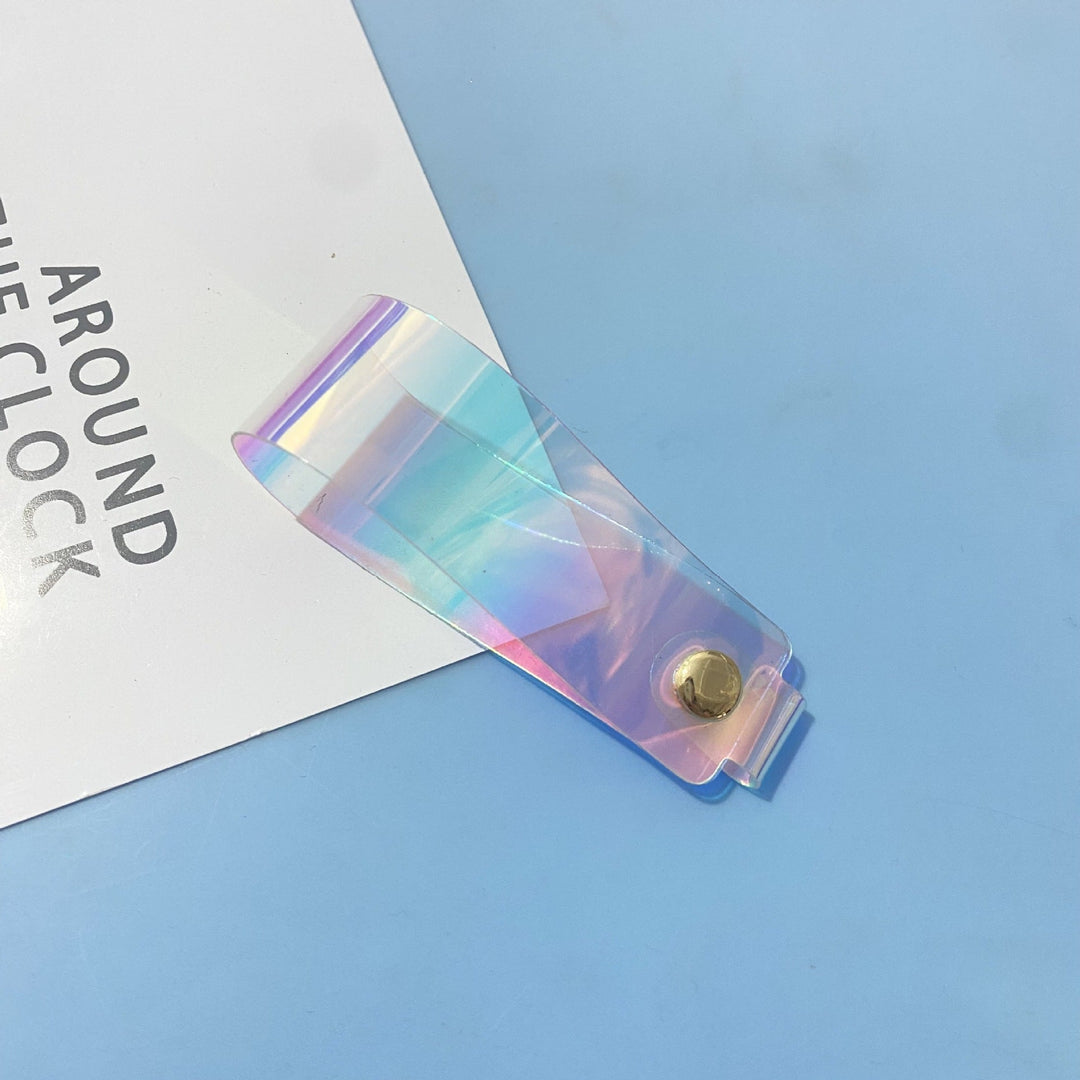Reflective holographic shimmer keychain, a trendy unisex accessory for keys or bag.