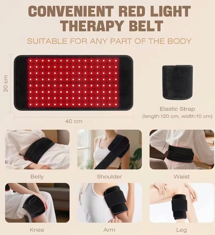 Advanced red light therapy belt promotes muscle recovery, reduces inflammation, and eases chronic pain.