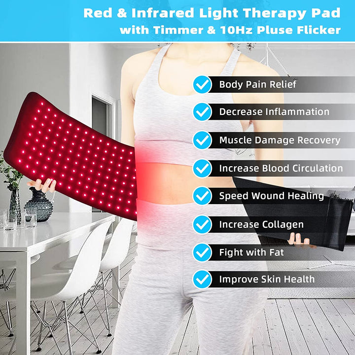 Unisex red light therapy belt for holistic body wellness, soothing muscle pain, and accelerating healing.