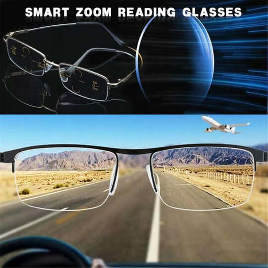 Adaptive intelligent multifocal reading glasses, no more switching, clear vision, eye care.