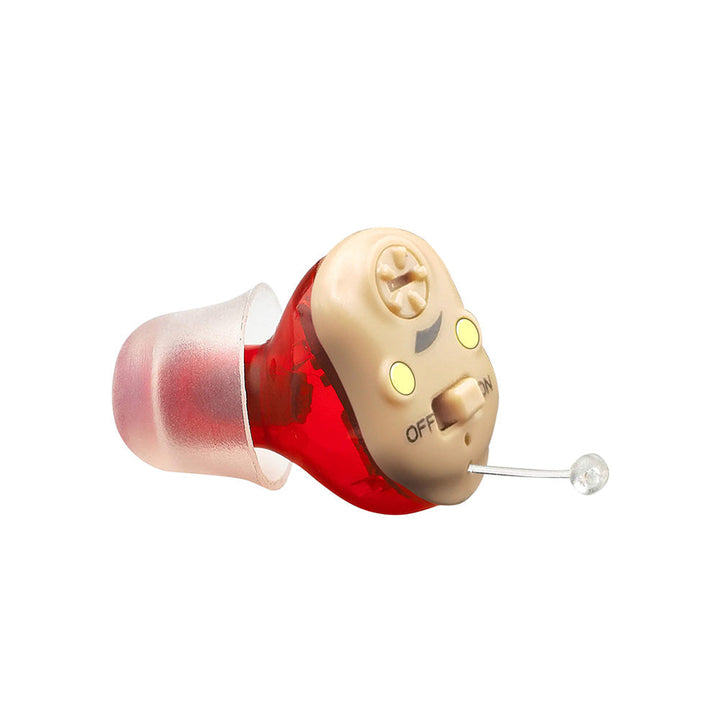 Discreet, invisible rechargeable hearing aid for improved auditory clarity & ear care.