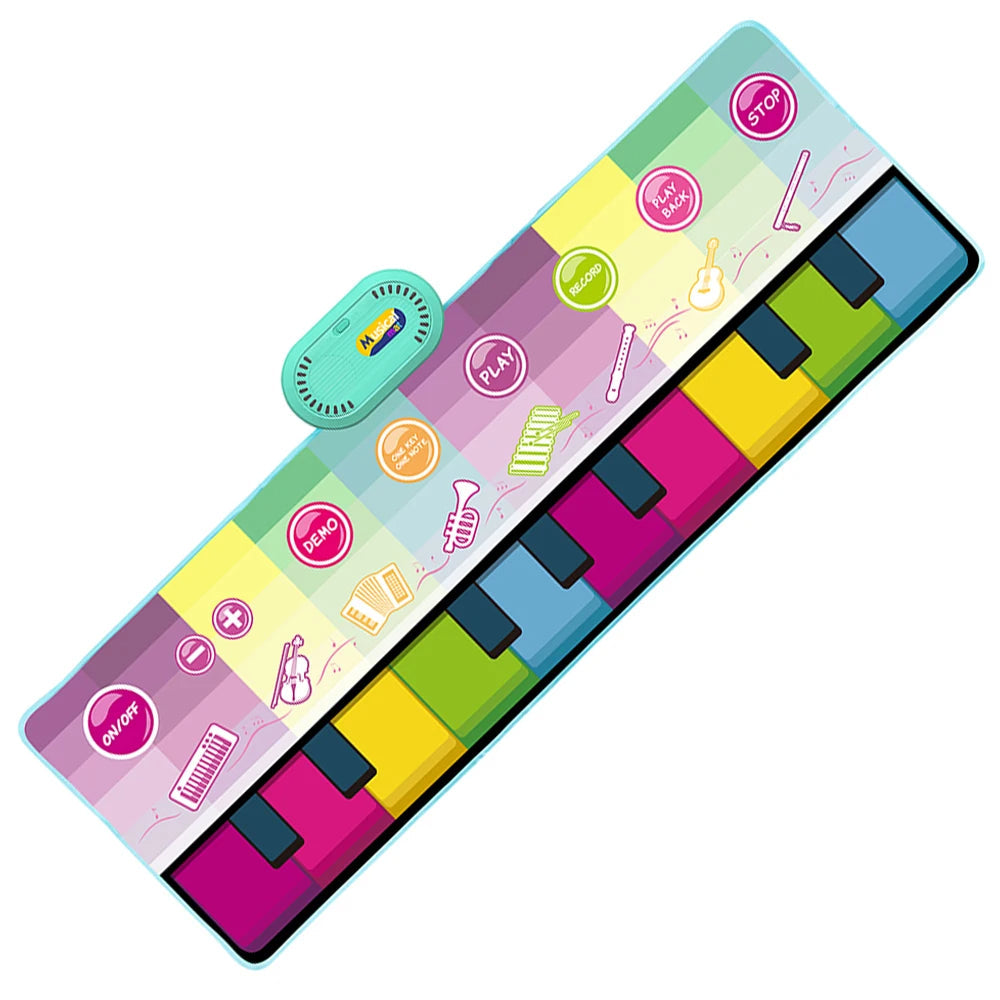Foldable kids' interactive musical piano dance mat. Engaging educational toy for toddlers' early learning fun.