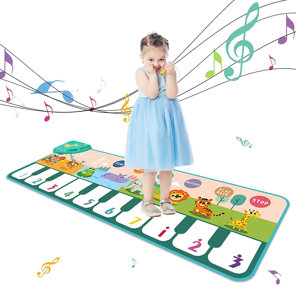 Unisex kids' piano dance mat toy. Large musical floor mat for interactive play & early childhood development.