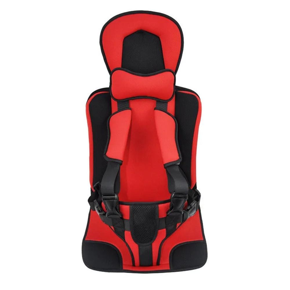 Unisex kids' travel cushion seat attached to a suitcase, making family journeys easy and safe for toddlers.