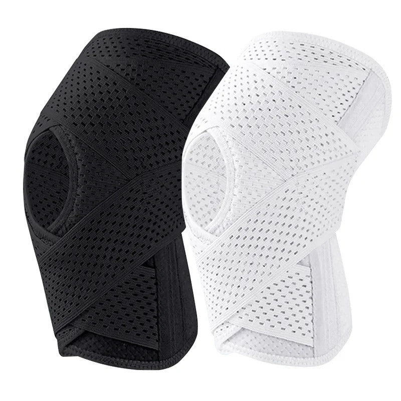 Supportive knee sleeve with metal springs for men & women, boosting mobility and reducing joint pain.