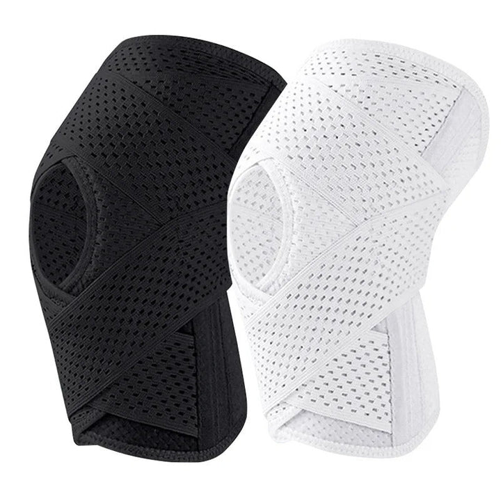 Supportive knee sleeve with metal springs for men & women, boosting mobility and reducing joint pain.