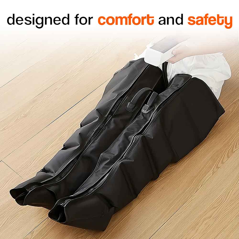 Full leg & thigh compression massager for improved circulation, fatigue relief, and muscle recovery at home.