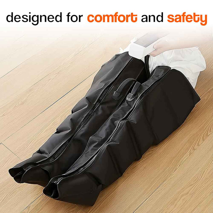 Full leg & thigh compression massager for improved circulation, fatigue relief, and muscle recovery at home.