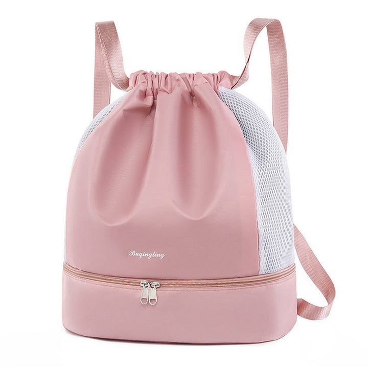 Compact drawstring backpack, great for storing swim gear, shoes, or school supplies.