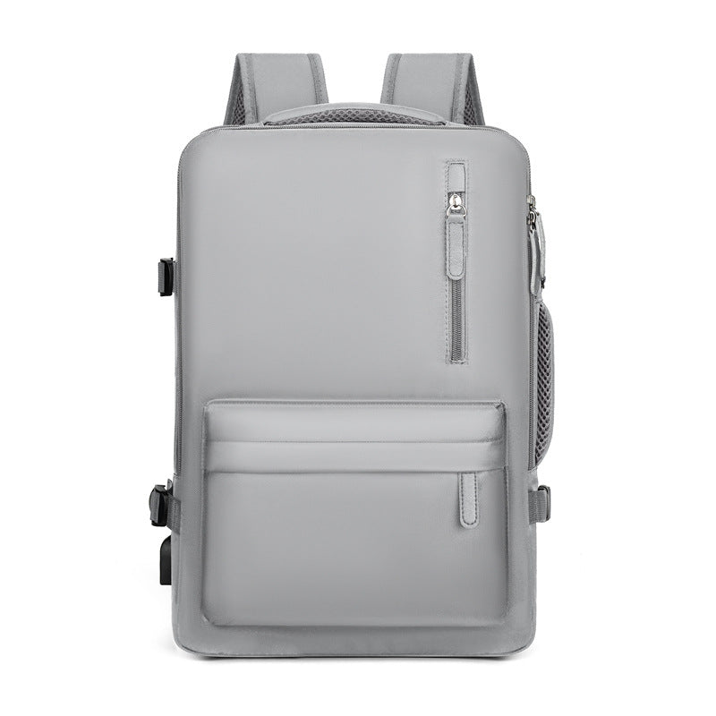 Person wearing a stylish unisex lightweight backpack, perfect for daily commute, school, or travel adventures.