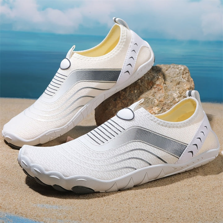 Slip-on quick-dry water shoes for kayaking. Unisex lightweight boat shoes with non-slip sole.