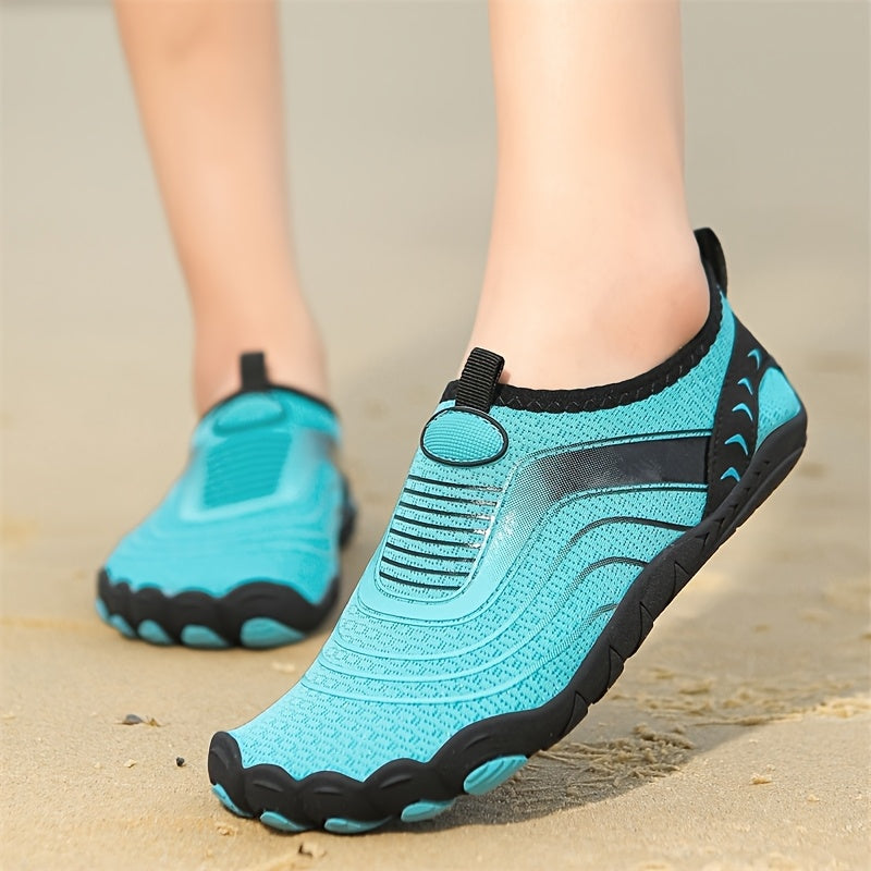 Lightweight quick-dry water shoes, perfect for beach, swimming, kayaking, & boating. Unisex design.