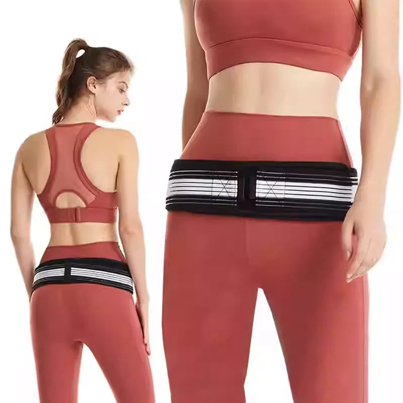 Unisex lumbar support belt for back pain relief & posture correction. Adjustable, comfortable back brace.