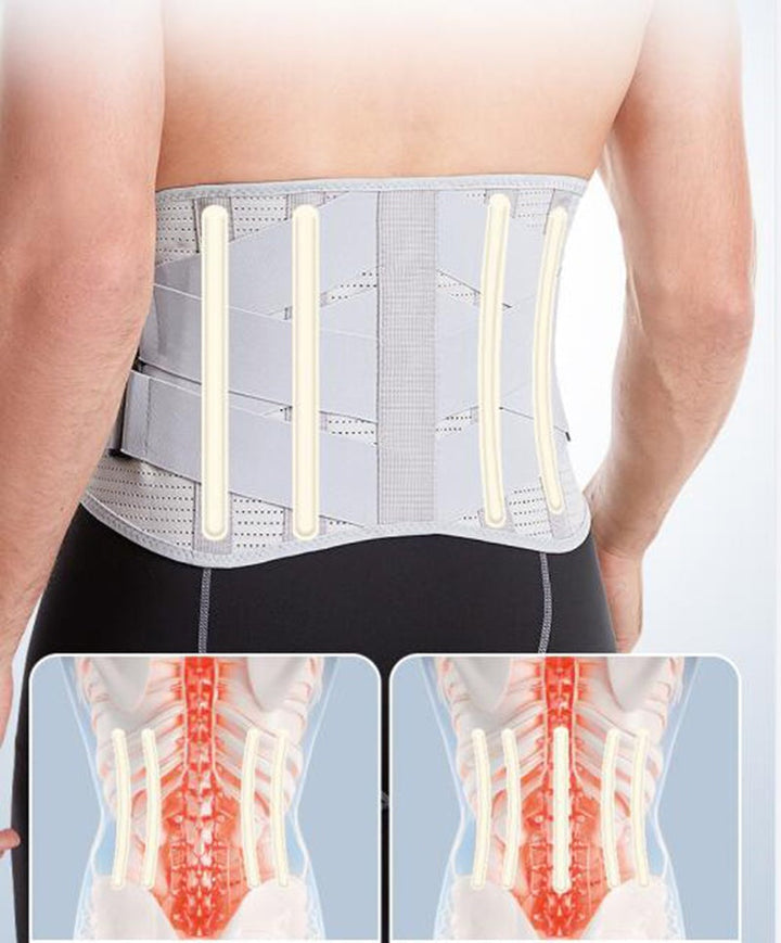 Ergonomic unisex lumbar support belt. Improves posture, provides targeted back pain relief & comfortable waist support.
